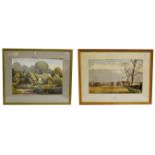 John Noble (20th century) Suffolk landscape, signed watercolour, 31cm by 50cm, together with an