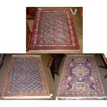 A Veramin rug, the indigo field of Mina Khani design enclosed by narrow borders 158cm by 100cm,