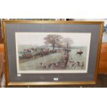 After Cecil Aldin, On the hunt, signed print 36cm by 62cm