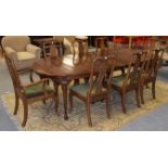A set of eight walnut Queen Anne style dining chairs including two carvers together with a similar