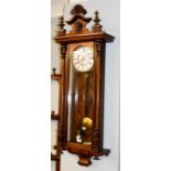 A Vienna type double weight driven wall clock, circa 1890, 115cm high