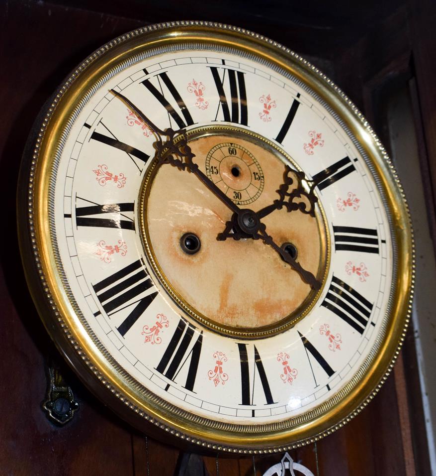 A Victorian Vienna type double weight driven wall clock, circa 1890, 120cm high - Image 4 of 5