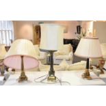 A near pair of Corinthian column table lamps, each with tapering fluted columns, 53cm including