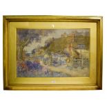 Richard Wane (1852-1904) 'Our Village' Signed, with original artists inscribed label verso,