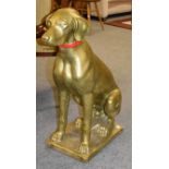 A gilt painted composition model of a seated hound, height 75cm