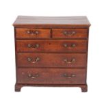 A George III Oak and Pine Lined Straight Front Chest of Drawers, 3rd quarter 18th century, the