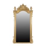 {} A North European Gilt and Gesso Overmantel Mirror, circa 1870, the later mirror plate within an