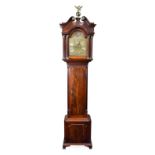 A Small 18th Century Style Mahogany Longcase Clock, swan neck pediment, Corinthian capped columns,