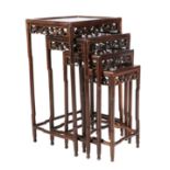 A Quartetto Nest of Chinese Hardwood Tables, early 20th century, of graduated rectangular form