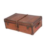 An Early 20th Century Louis Vuitton Steamer Trunk, covered in original close-nailed brown leather,