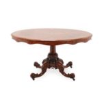 A Fine Victorian Burr Walnut and Marquetry Inlaid Oval Breakfast Table, circa 1870, the quarter-