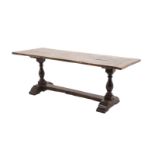 A 17th Century Joined Oak Refectory Table, of five plank construction with cleated ends, on