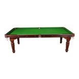 A Riley Slate Bed Snooker/Dining Table, restored by Halsteads/Solina, the five removable leaves with