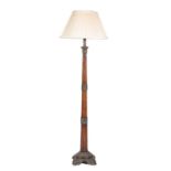 A Regency Style Mahogany and Gilt Metal Mounted Standard Lamp, the tapered fluted column support