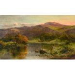Daniel Sherrin (1868-1940) Figures in an extensive lakeland landscape Signed, oil on canvas, 74.