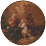 Italian School (18th century) The Holy Family Paper laid to canvas, 29.5cm dia. (tondo) See