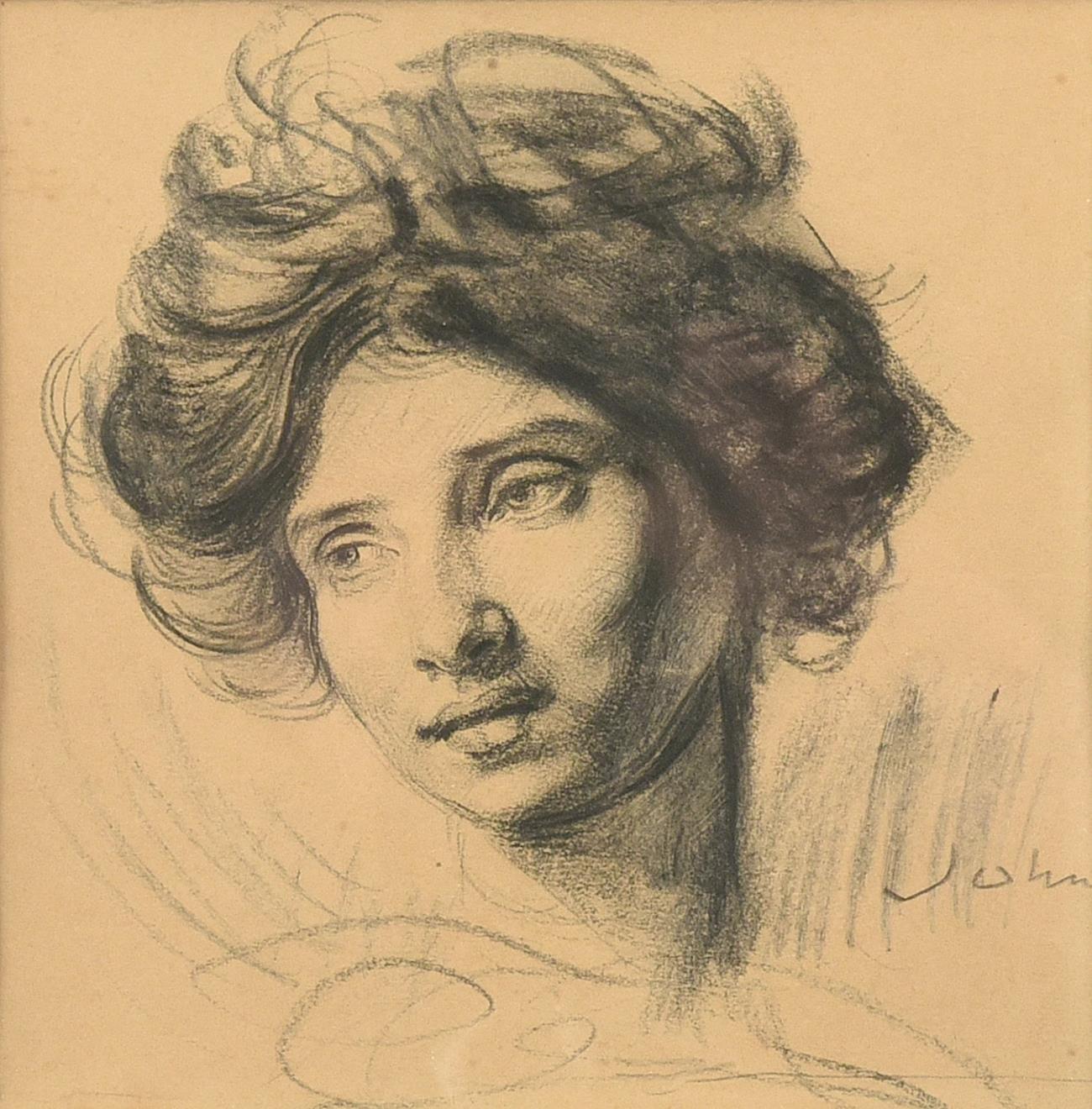 Augustus Edwin John OM, RA (1878-1961) Portrait drawing of Dorelia McNeill, c.1903 - 05 Bears a