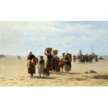 Phillip Sadee (1837-1904) Dutch Bringing in the catch Signed, oil on canvas, 81cm by 130.5cm