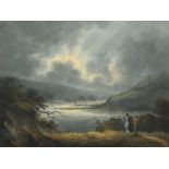 William Payne OWCS (1760-1830) ''Near Plymouth, Sunset'' Watercolour, 14.5cm by 19.5cm See