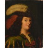 Follower of Ferdinand Voet (1654-1689) French Portrait of a lady in a plumed hat and fanciful