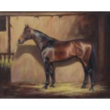 Frank Geere (1931-1991) Study of a Bay Horse in a stable Signed and dated (19)85, oil on canvas,