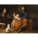 After Bartolome Esteban Murillo (1617-1682) Spanish The Holy Family with a little bird Oil on