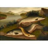 A Roland Knight (fl.1879-1921) ''Salmon and Trout of Loch Awe'' Signed, inscribed verso, oil on