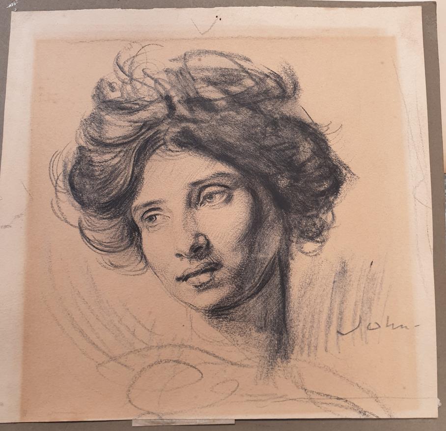 Augustus Edwin John OM, RA (1878-1961) Portrait drawing of Dorelia McNeill, c.1903 - 05 Bears a - Image 4 of 4
