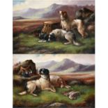 Robert Cleminson (fl.1864-1903) Spaniels with the day's bag Signed, oil on canvas, together with a