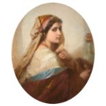 Circle of Carl Haag (1820-1915) German Portrait of an Orientalist beauty, head and shoulders,
