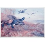 After Archibald Thorburn FZS (1860-1935) Black Grouse in flight Signed in pencil, a colour