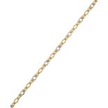 An 18 Carat Gold Diamond Fancy Link Necklace, by Boodle & Dunthorne, eight yellow textured oval