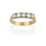 An 18 Carat Gold Diamond Five Stone Ring, the round brilliant cut diamonds in white claw settings,