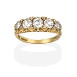 An 18 Carat Gold Diamond Five Stone Ring, the graduated old cut diamonds with rose cut diamond