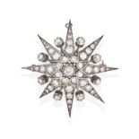 A Diamond Star Brooch, circa 1880, a round brilliant cut diamond within a border of