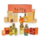 Assorted Hermes dummy factices and scent bottles, some boxed including Caleche, 24 Fauborg, Elixir