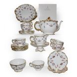 A Royal Crown Derby Royal Antoinette pattern six place teaset, including a boxed small comport (