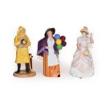 Three Doulton figures, Lifeboat Man, Balloon Lady and Sharon, boxed