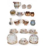 Royal Worcester chinoiserie decorated tea wares comprising six side plates, seven saucers and four