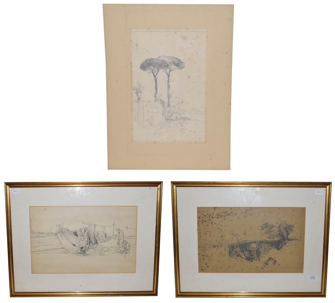 In the manner of William James Müller (1812-1845), three pencil sketches, unsigned (two framed)