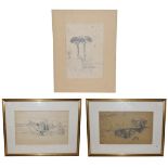 In the manner of William James Müller (1812-1845), three pencil sketches, unsigned (two framed)