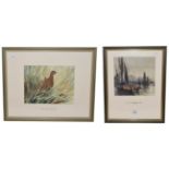 Alan Thorpe (20th century), Grouse In the Grass and Coal Barges C.1930, two watercolours, one