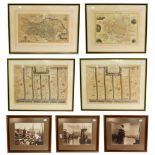 A collection of 19th century prints, maps and photographs framed and glazed, to include Frank Meadow