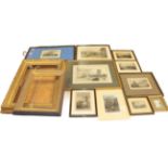 A collection of late 19th and early 20th century prints, including sea views and landscapes,