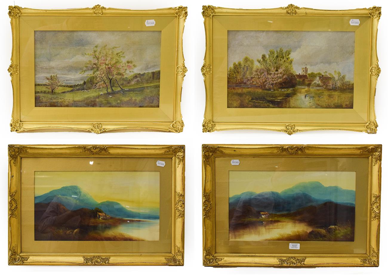 English school (early/mid 20th century) two pairs of decorative country landscapes, oil on canvas