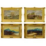 English school (early/mid 20th century) two pairs of decorative country landscapes, oil on canvas