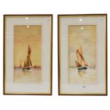 J.W. Taylor (English School) Marine views depicting sailing vessels, signed dated 1917, watercolours