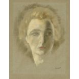 Jacob Kramer (1892-1962) ''Portrait of a Tragedienne'' Signed, inscribed with the title in biro in