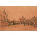 Frederick (Fred) Lawson (1888-1968) ''Leyburn'' Fair Signed and inscribed, ink and watercolour, 35cm