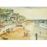 Janet Rawlins (b.1931) Beach scene Signed and dated 1954, mixed media, 25cm by 35.5cm Artist's